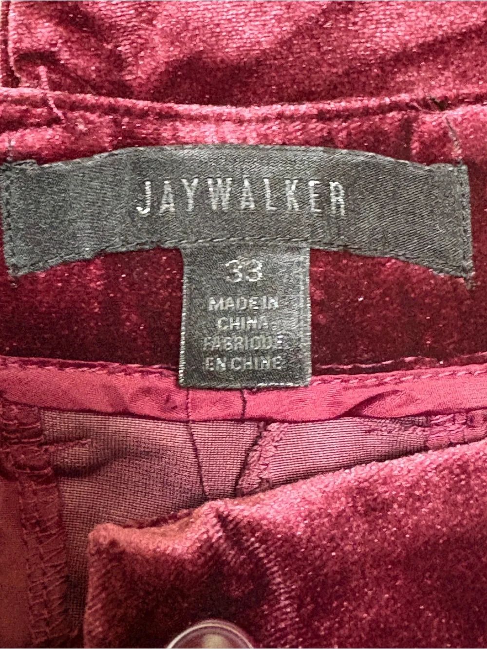 Men’s red velvet slacks size 33